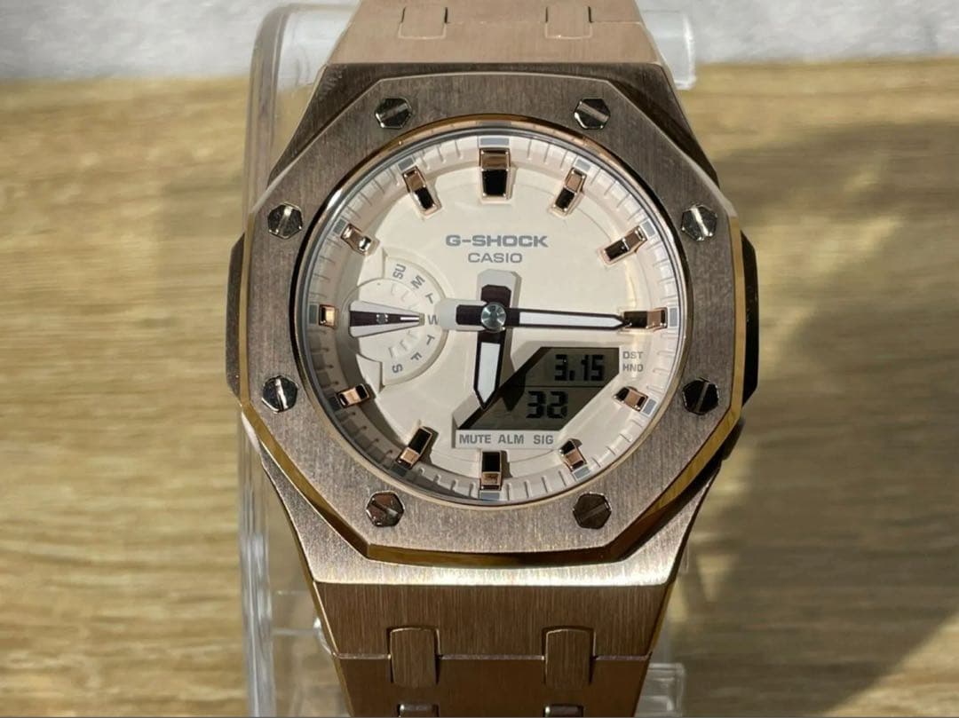 ガラスコーティング済み　カシオGショック ピンクゴールドGMA-S2100-4A