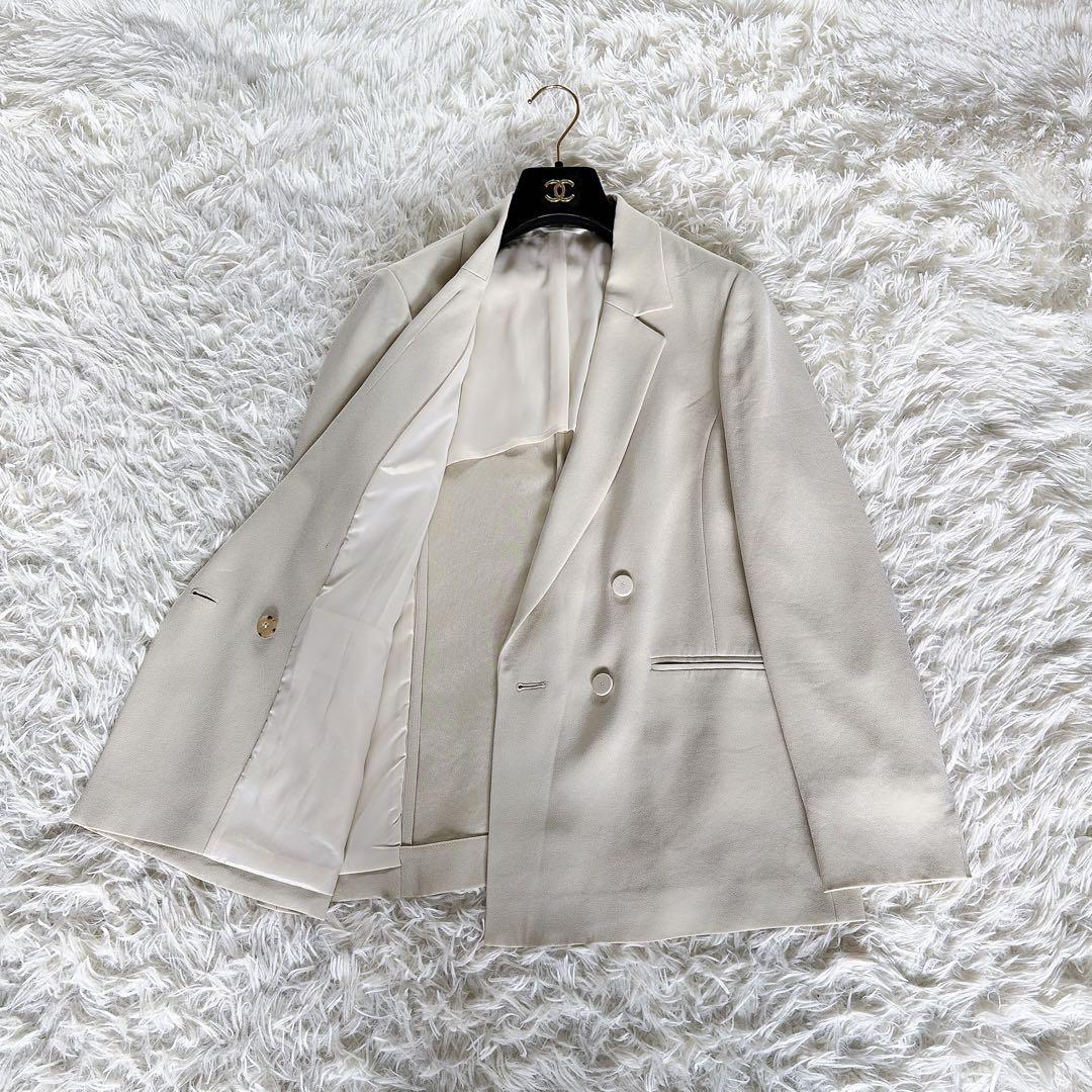 【グリーンレーベル】ダブルジャケット パンツ スーツセットアップ クリームカラー