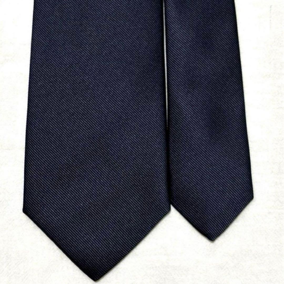 新品　ルイジボレッリ　ネクタイ　ダークネイビー　無地　ソリッド　タグ付
