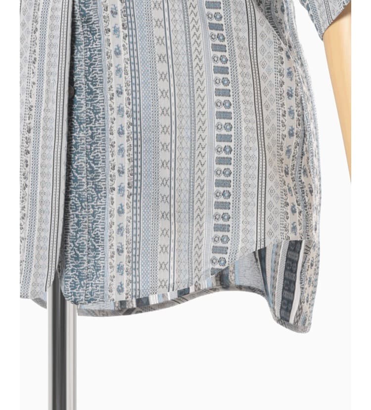 mamekurogouchi完売StripeJacquardオープンカラーシャツ