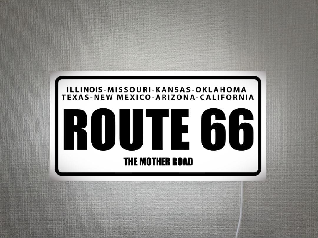 【オーダー無料】ルート66 車 バイク ガレージ 看板 置物 雑貨 ライトBOX
