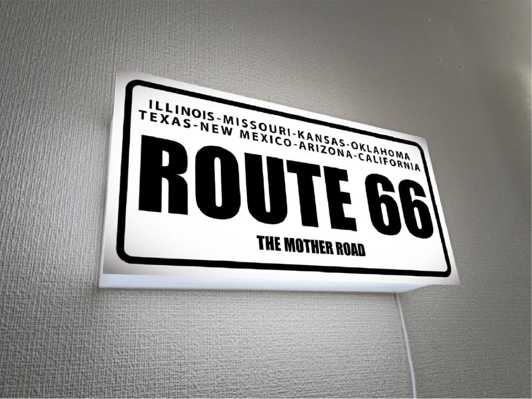 【オーダー無料】ルート66 車 バイク ガレージ 看板 置物 雑貨 ライトBOX