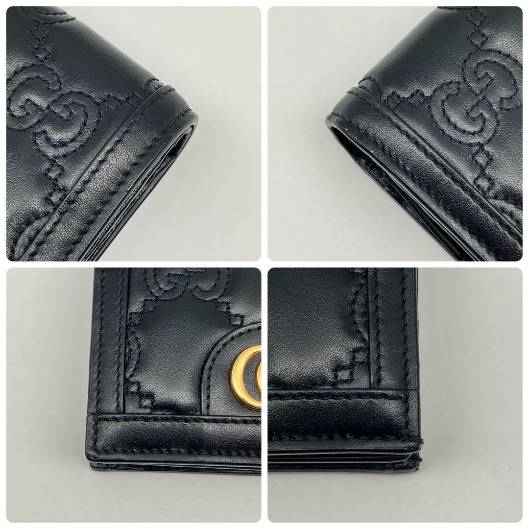 【未使用級】GUCCI グッチ マトラッセ マーモント ミニウォレット ブラック