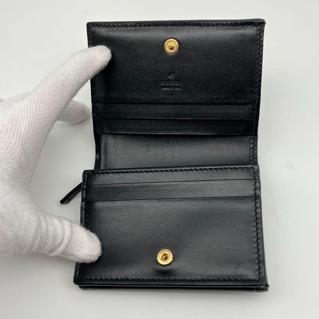 【未使用級】GUCCI グッチ マトラッセ マーモント ミニウォレット ブラック