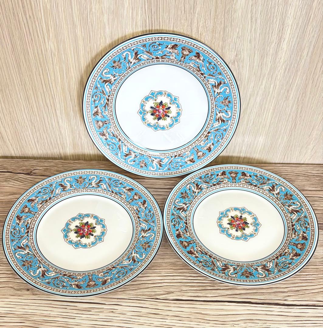 ☆美品☆ウェッジウッド フロレンティーン　ターコイズ　ケーキプレート 3枚セット