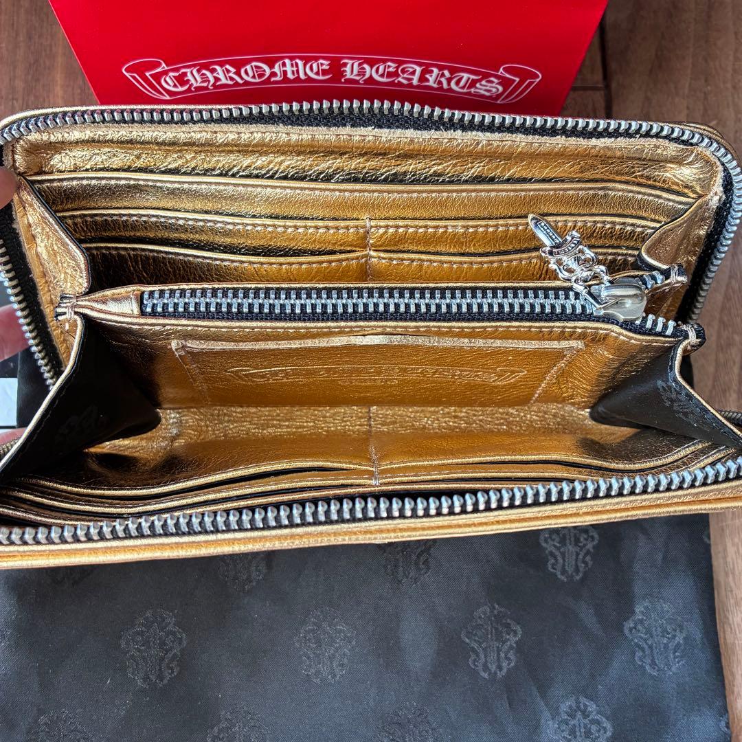 インボイス付きクロムハーツ　rec f zip セメタリークロス　長財布ゴールド