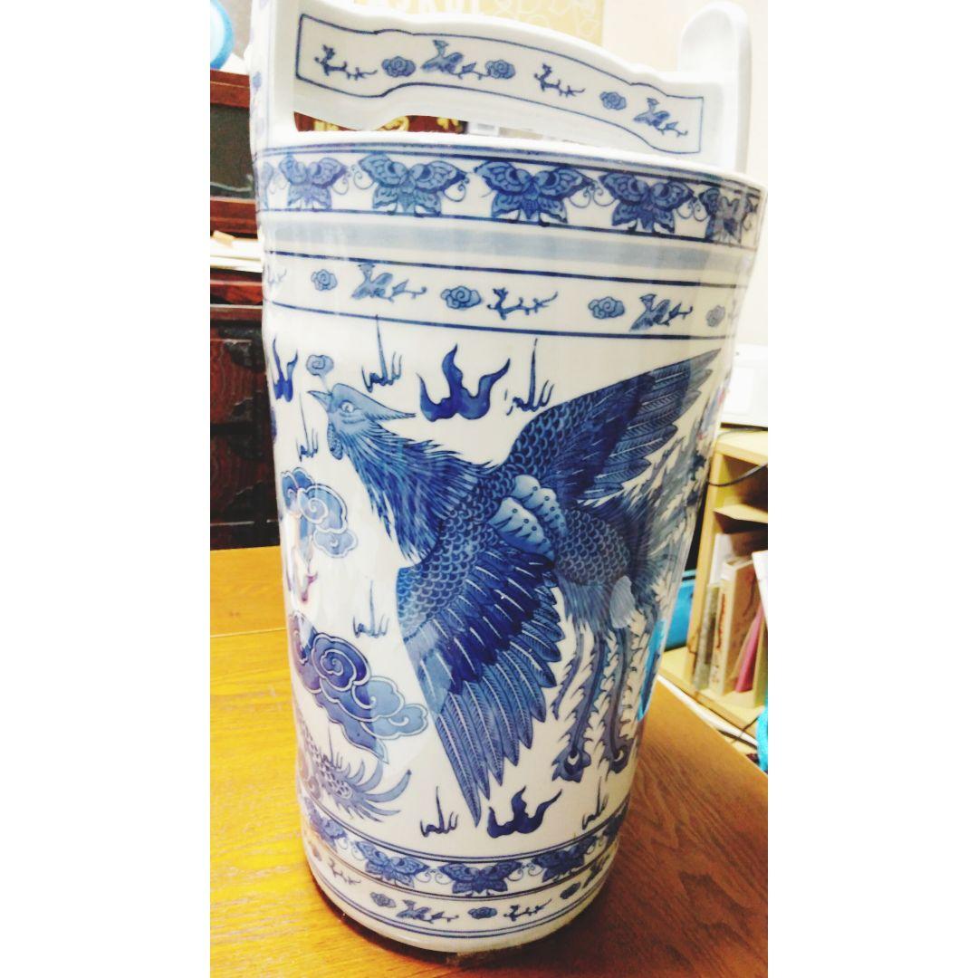 希少 取手付き 桶陶器 鳳凰 インテリア