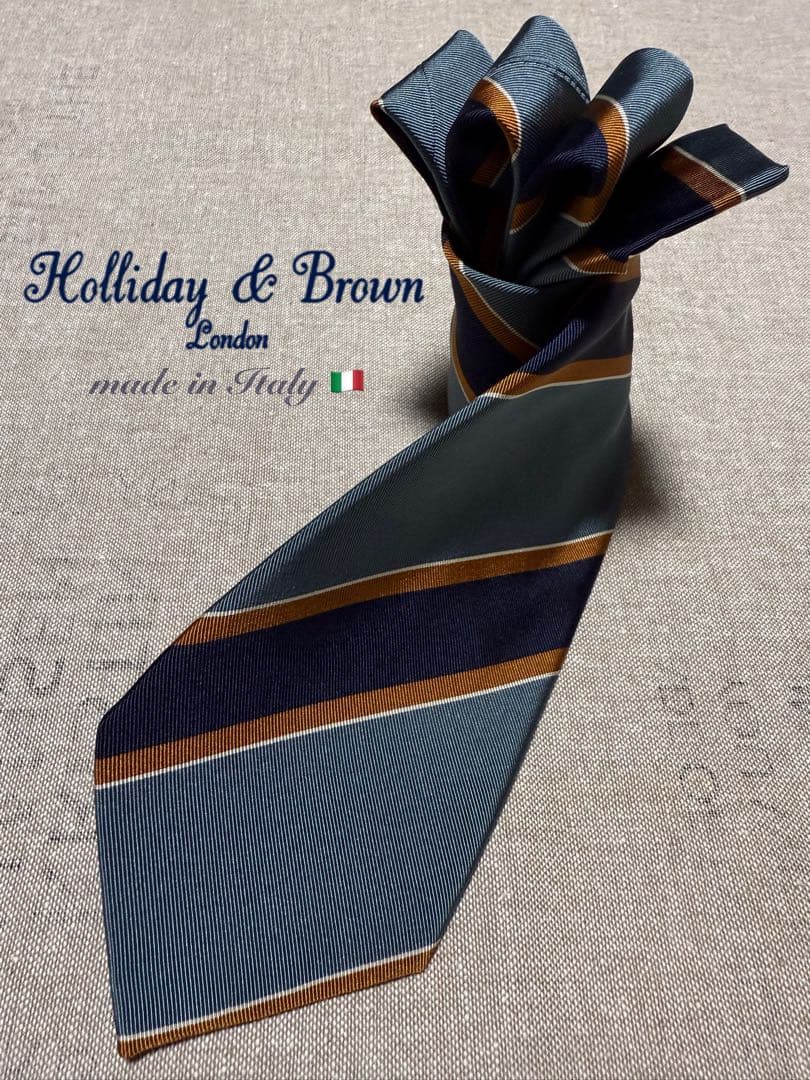 【新品】Holliday & Brown／レジメンタル／アースブルー／ネイビー