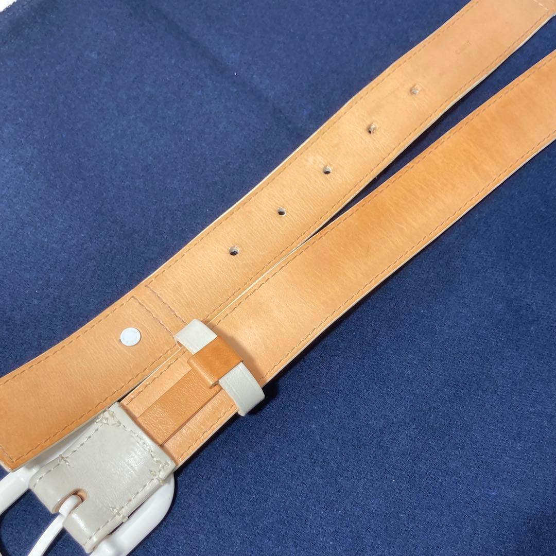 E9201 LOUIS VUITTON ヴィトン ホワイトレザー ベルト メンズ