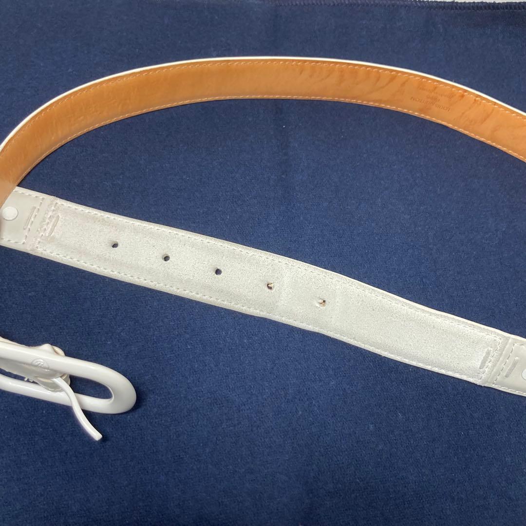 E9201 LOUIS VUITTON ヴィトン ホワイトレザー ベルト メンズ