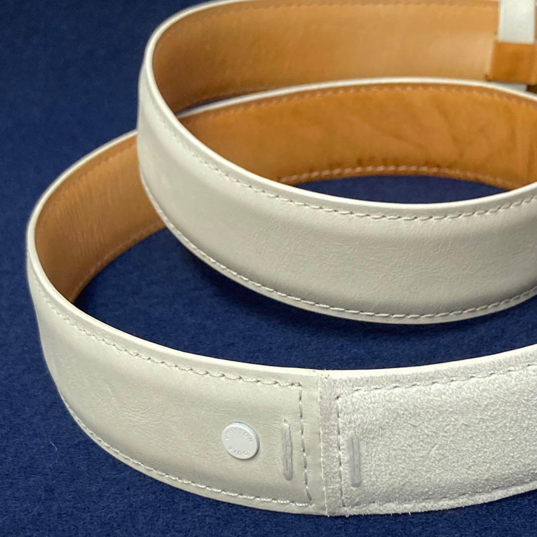 E9201 LOUIS VUITTON ヴィトン ホワイトレザー ベルト メンズ