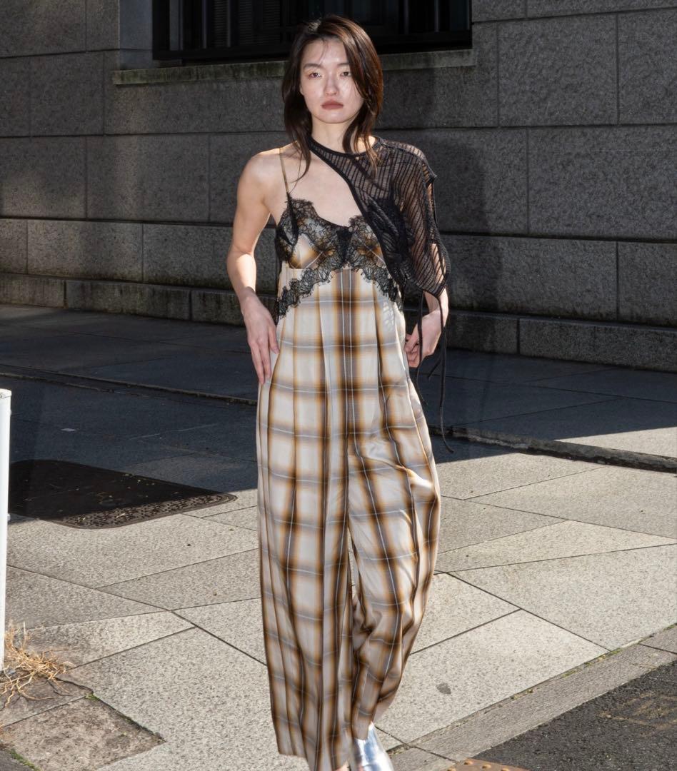 サロペット・オーバーオール・オールインワン Plaid Lace Camisole All-In-One
