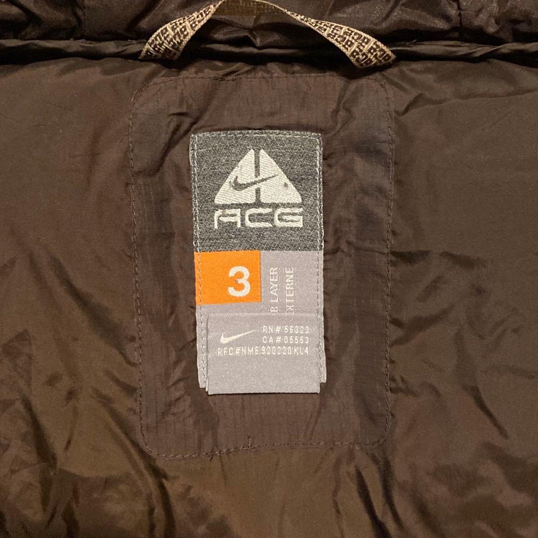〈NIKE ACG〉ダウンジャケット　茶色　XL 刺繍デザイン希少カラー
