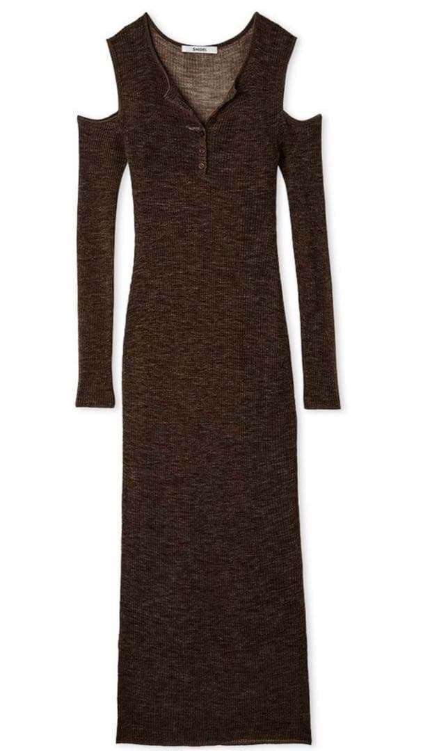 SNIDEL/ オープンショルダーシアーニットワンピース