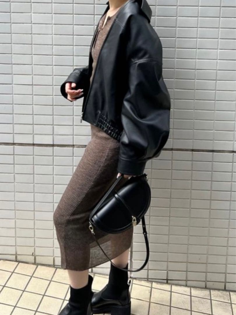 SNIDEL/ オープンショルダーシアーニットワンピース