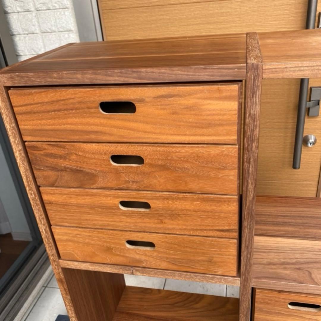 無印良品　スタッキングシェルフ3×2 スタッキングチェストセット　ウォールナット