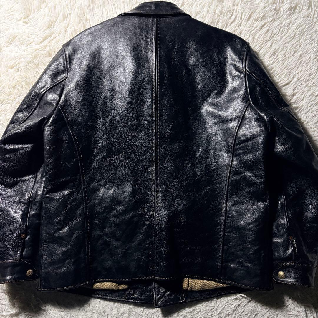 ア*キ様 【所ジョージ着用】LEATHER BOMU レザージャケット　馬革　黒