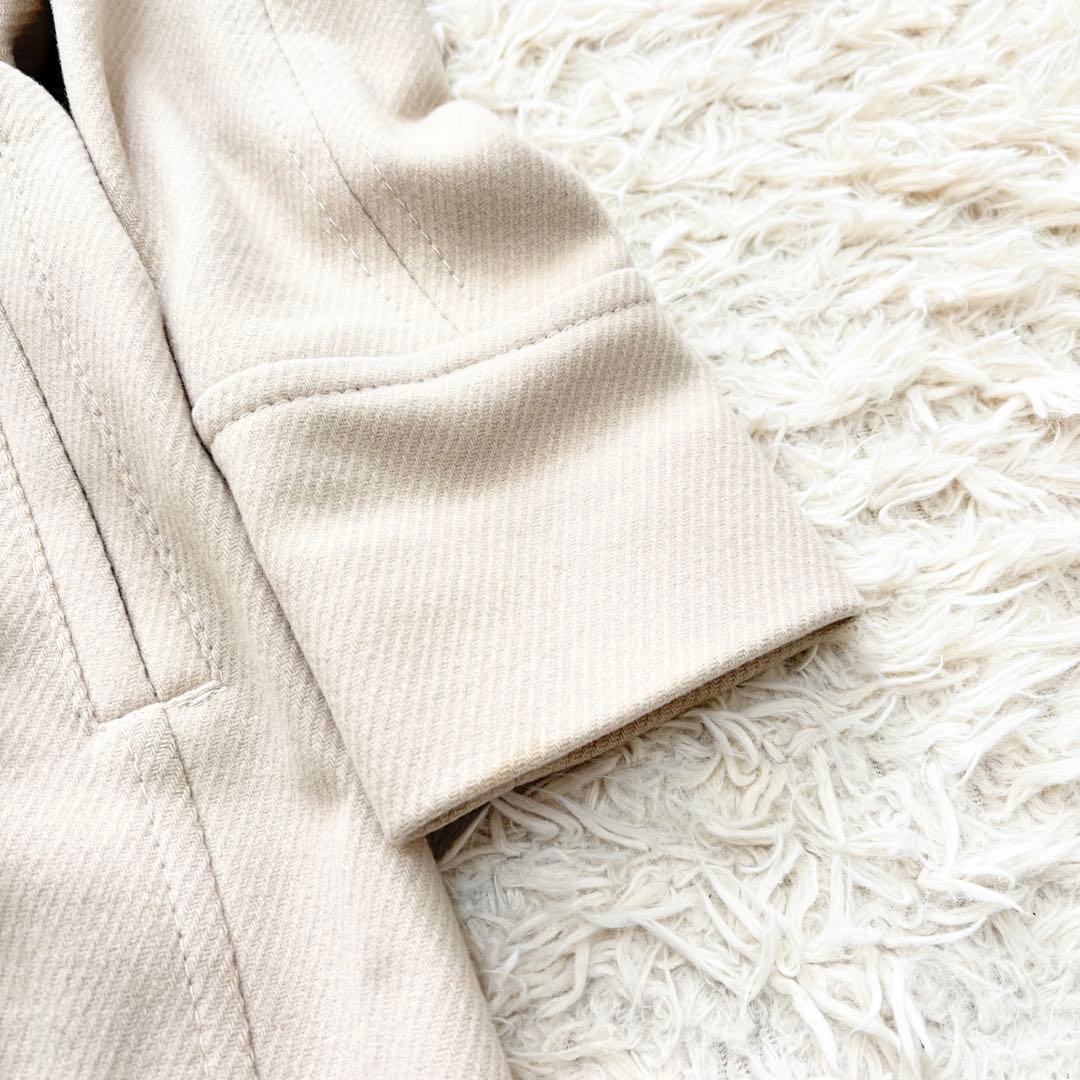 イブルース　大きいサイズ　スタンドカラーロングコート　リブニット　42アイボリー