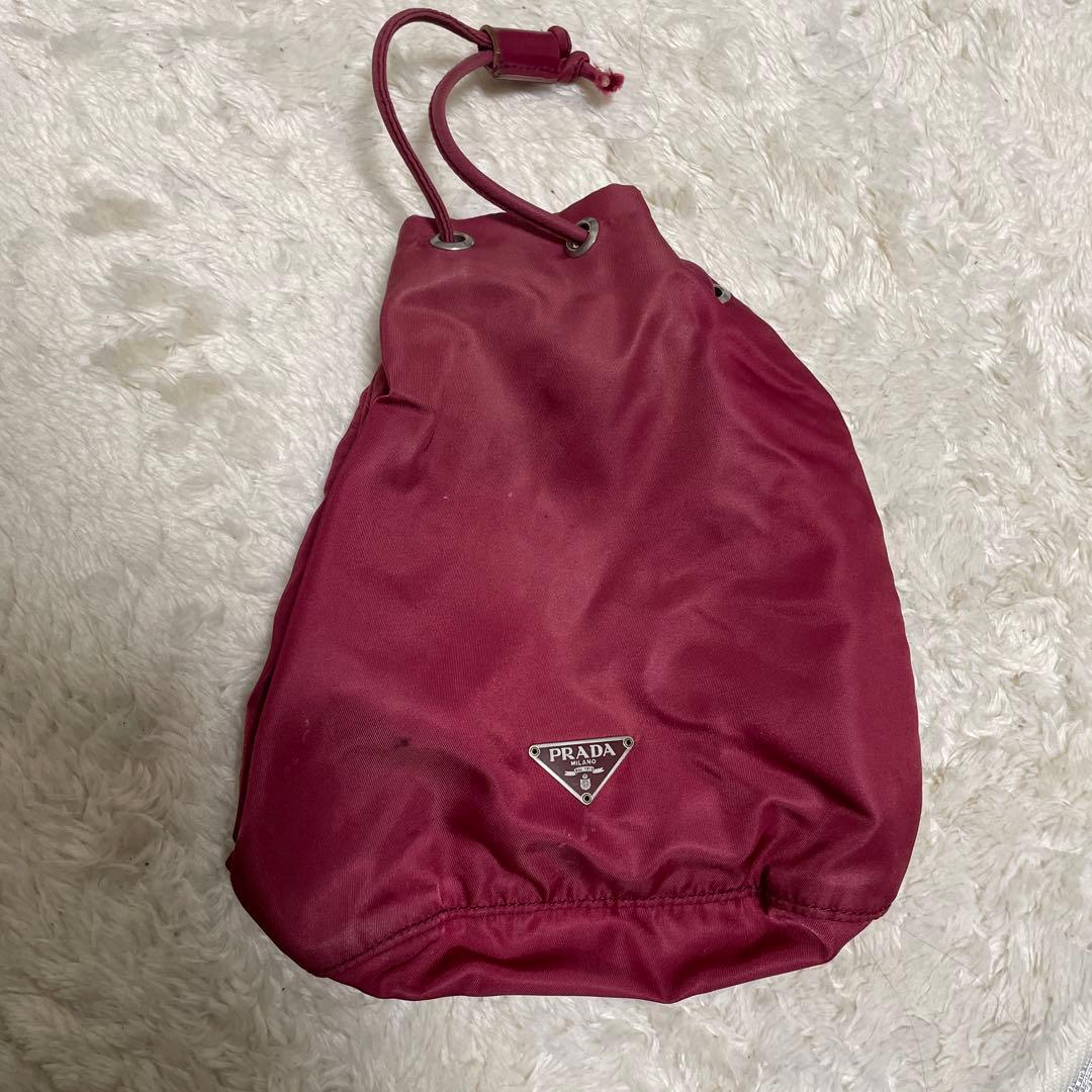 PRADA バーガンディ ドローストリングバッグ