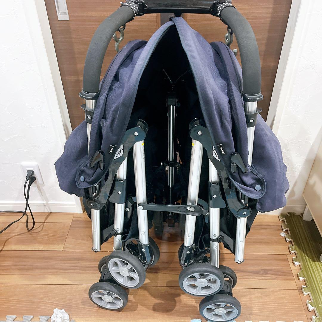 コンビ ベビーカー ツインスピン GC ブラック 二人乗り 双子 きょうだい