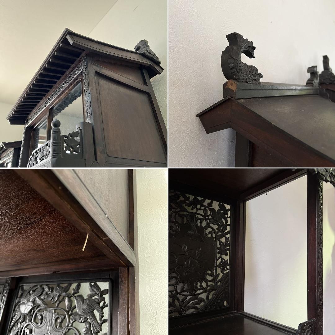 k345r120 見事なまでの飾り細工 中国骨董家具 飾り棚 箪笥 高さ210㎝