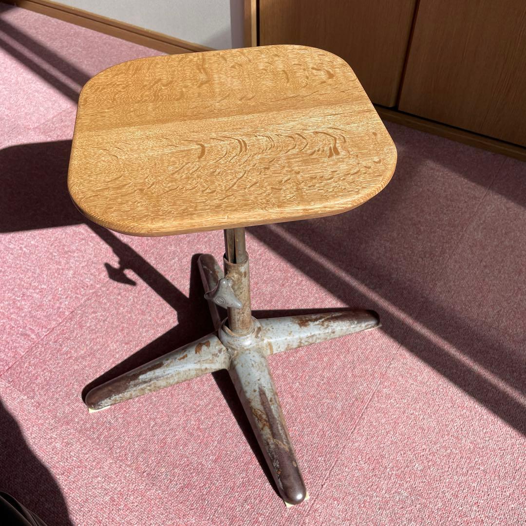 アイアン　スチール椅子　ヴィンテージ　ナラ材