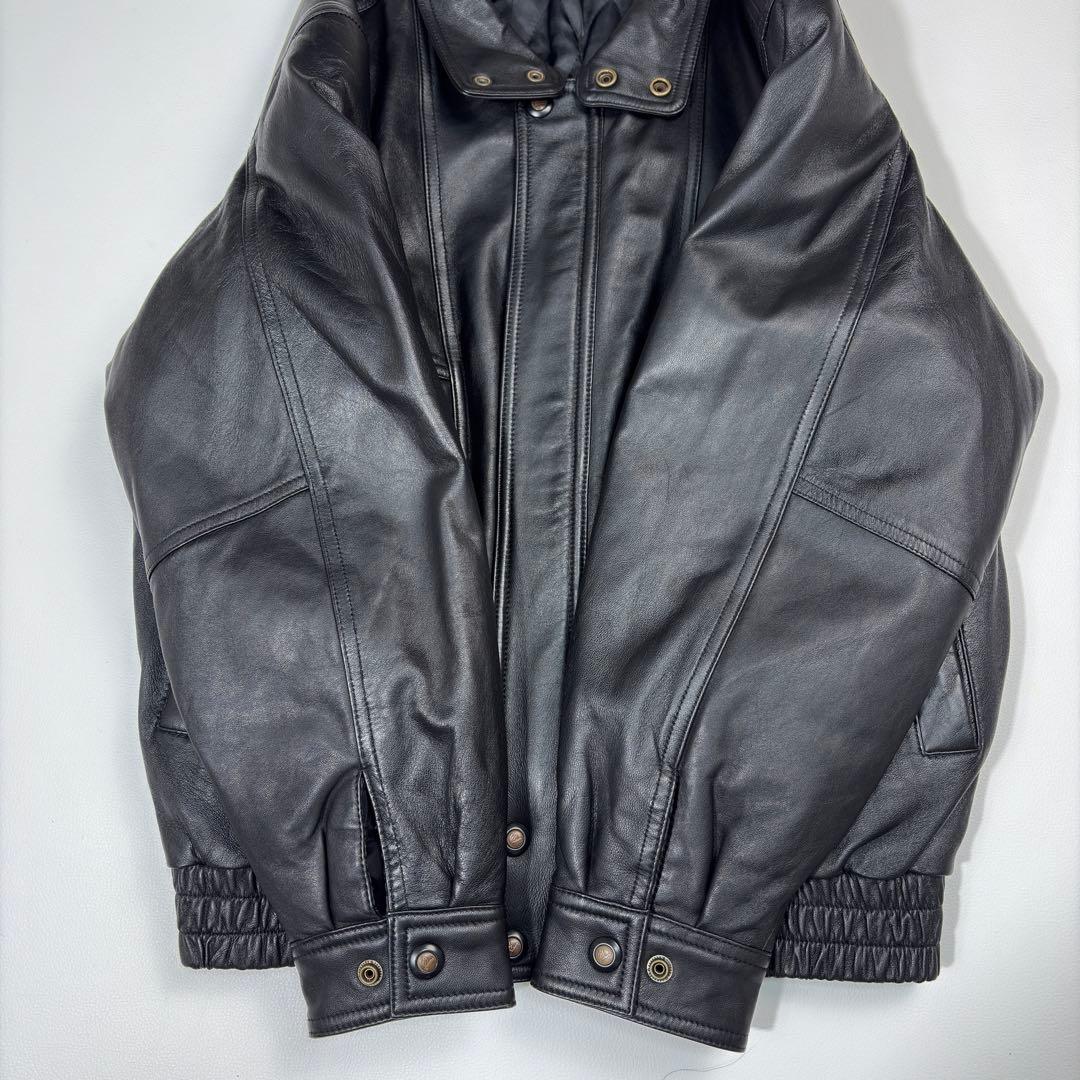 【極美品】FARAGO 羊革 レザージャケット A2 中綿キルティング 黒 M