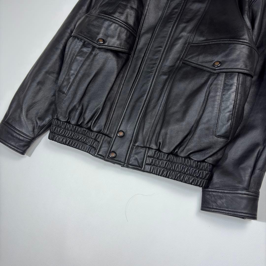 【極美品】FARAGO 羊革 レザージャケット A2 中綿キルティング 黒 M