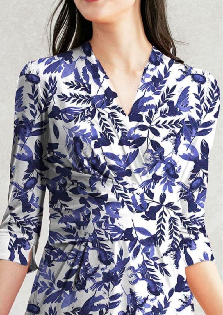 大きいサイズ Kay me ケイミー【和柄】 藍金魚　ギャザーワンピース