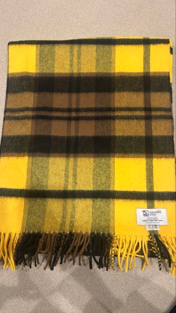 Johnstons of Elgin ストール イエロー・ブラックチェック