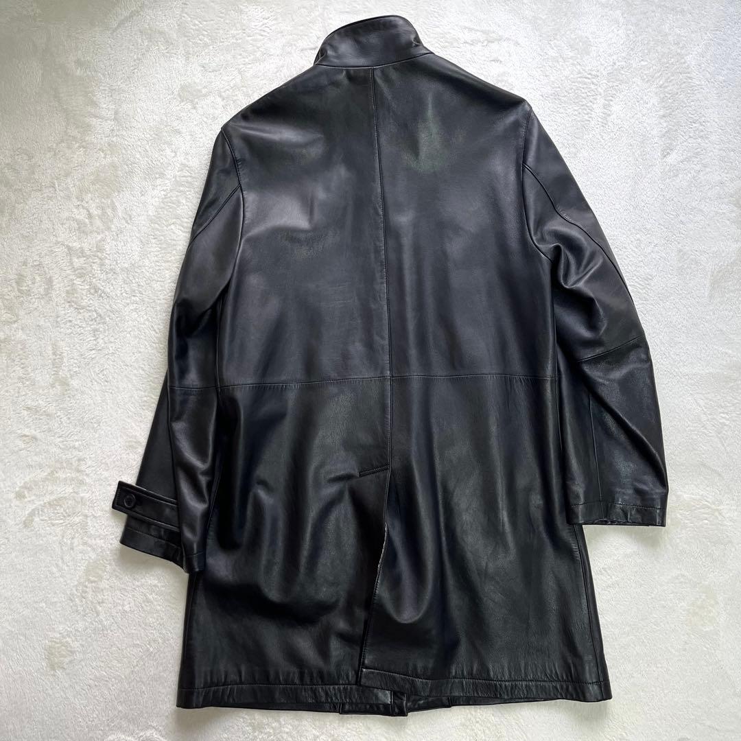 バーバリーブラックレーベル　レザーコート　ノバチェック　羊革　黒　Mサイズ
