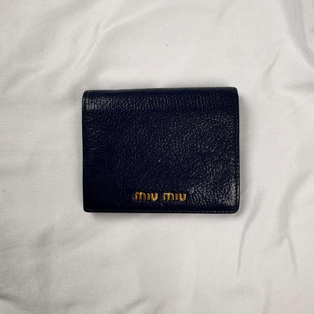 小物 Archive miu miu compact wallet navy