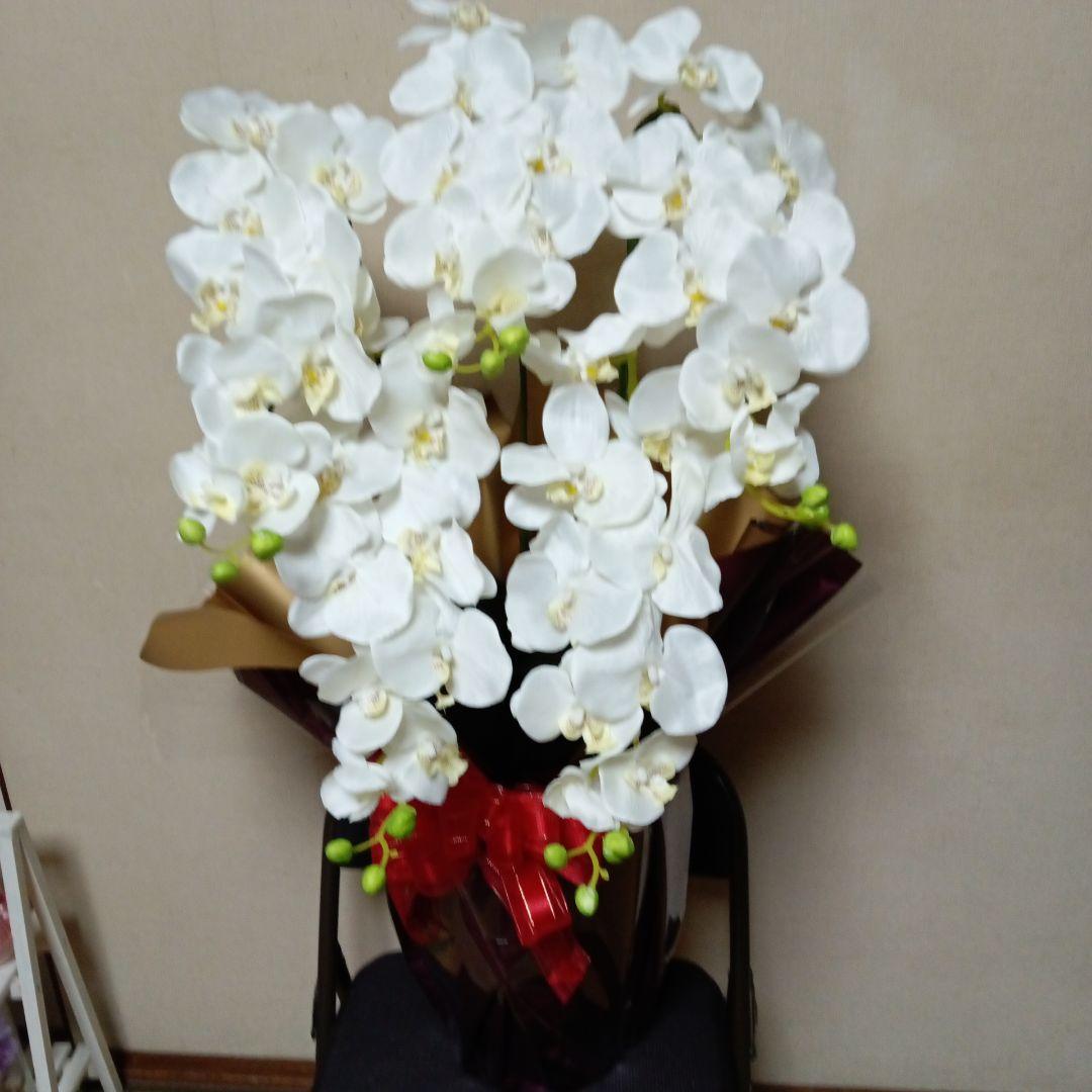 造花　胡蝶蘭白　５本立ち　お祝い花　お供え花