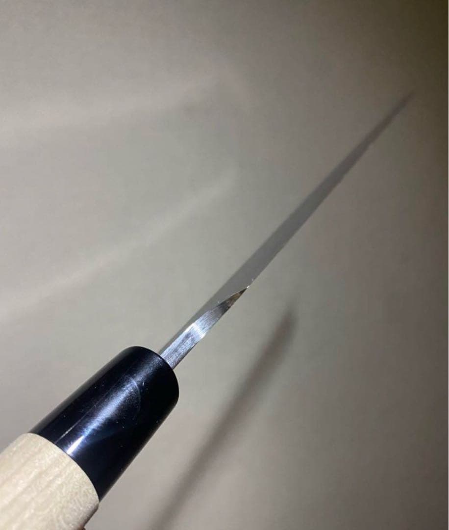 玉鋼製包丁　鑑賞用美術研磨。両鎬　鮪包丁　刺身包丁　黒檀柄　尺2〜5寸