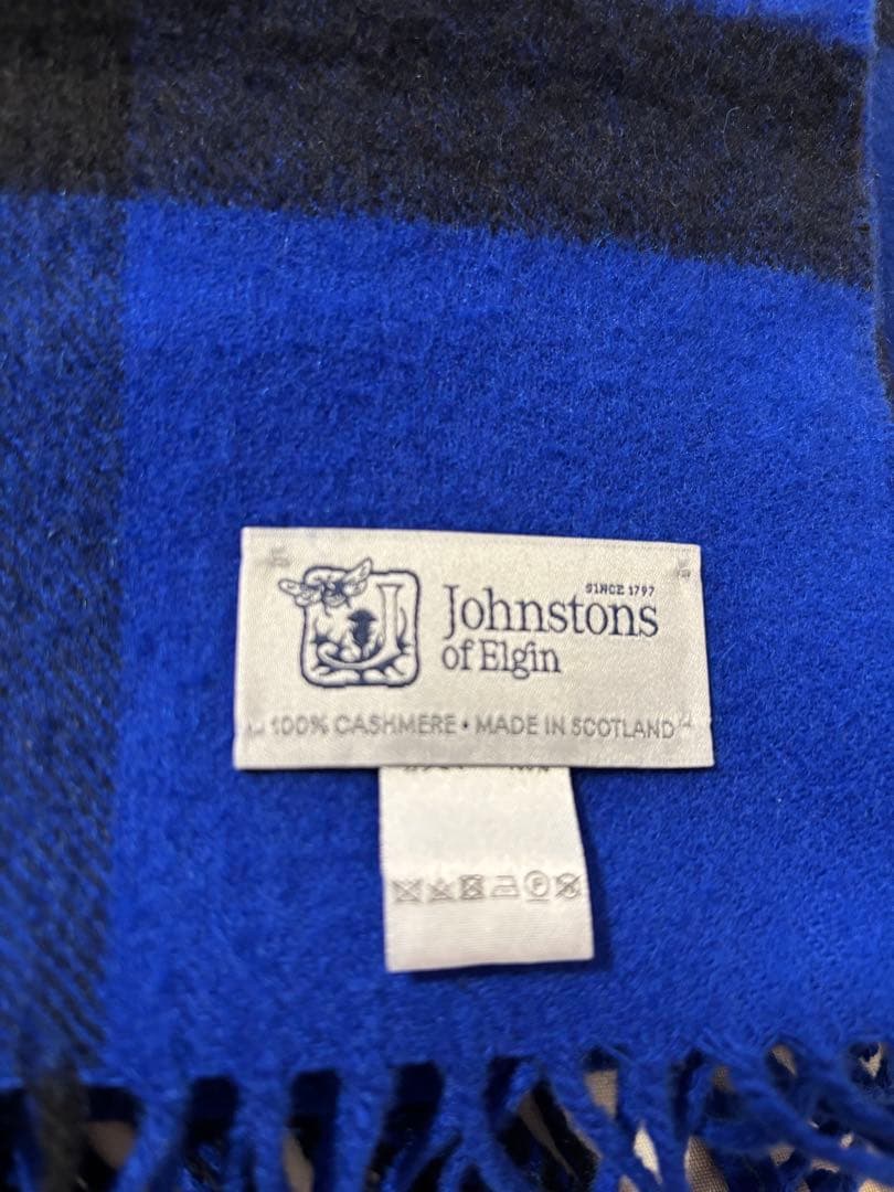 【未使用】 Johnstons of Elgin 大判ストール ロイヤルブルー