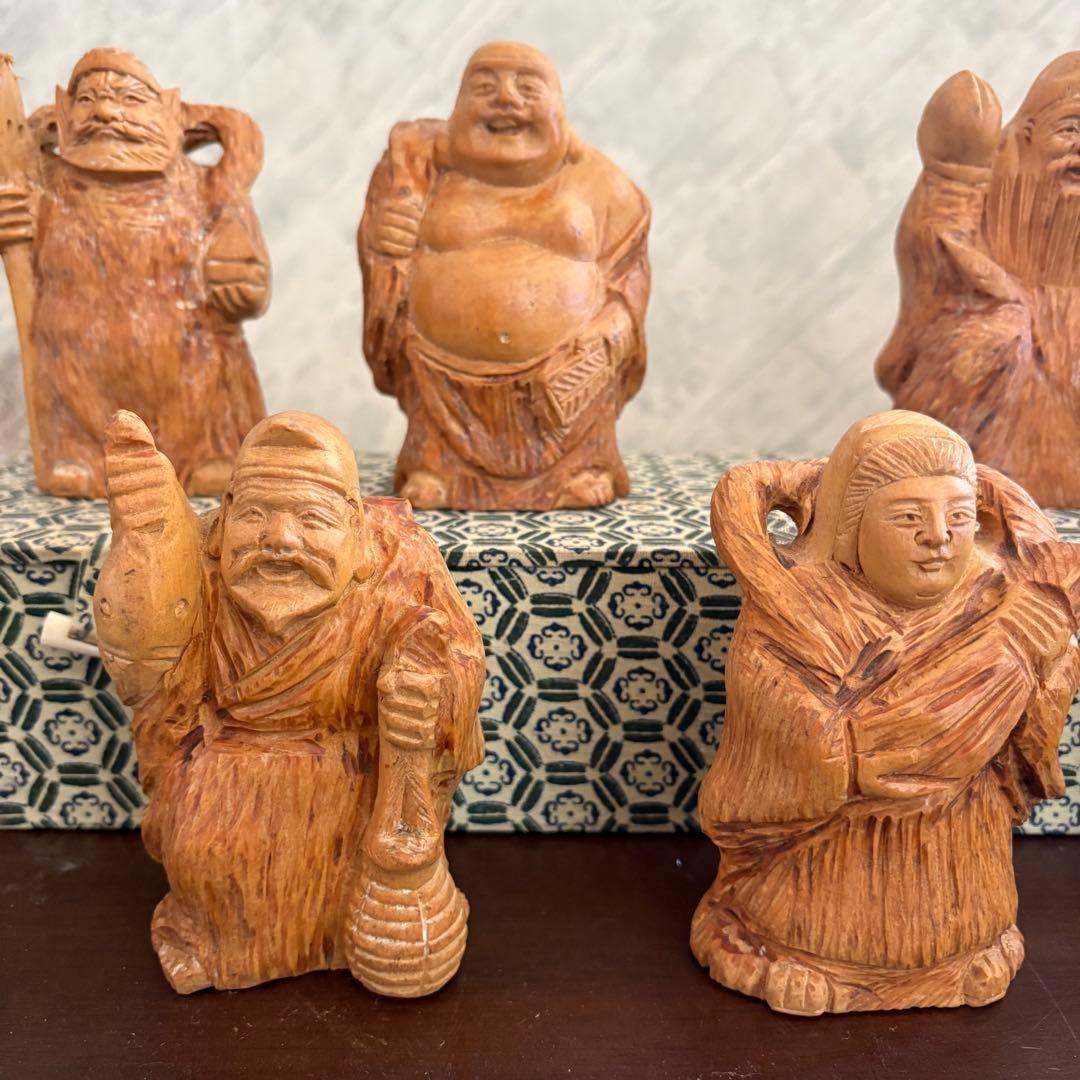 七福神 木製彫刻 7体セット ビンテージ　骨董品