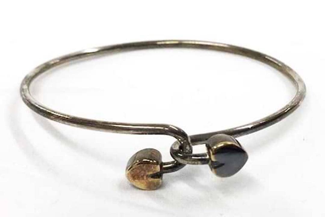 Tiffany 750&925刻印 ダブルハートフックバングル