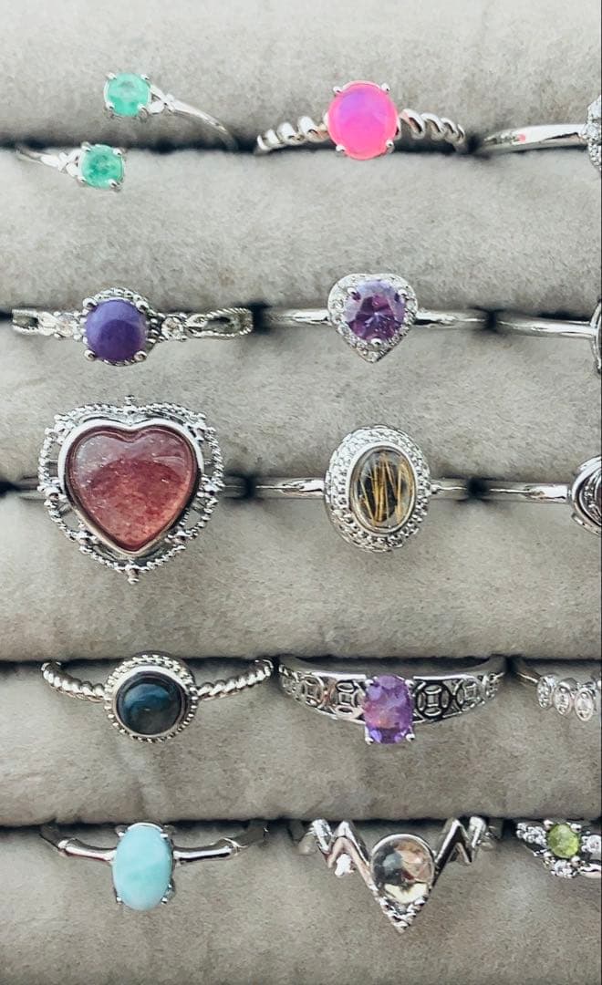 天然石　リング　指輪　まとめ売り　エメラルド　ピンクオパール