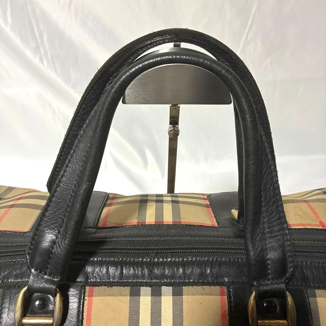 Burberrys ボストンバッグ 大容量 ノバチェック ブラック×ベージュ