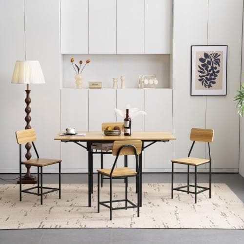 大人気！【ナチュラル】天然木 ダイニングセット 5点 4人用 Natural