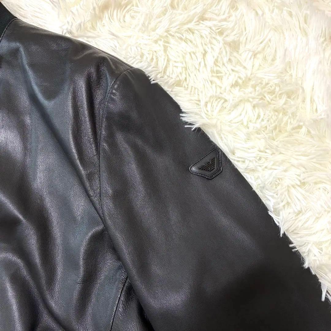 極美品 エンポリオアルマーニ 黒タグ レザージャケット 2WAY 現行品