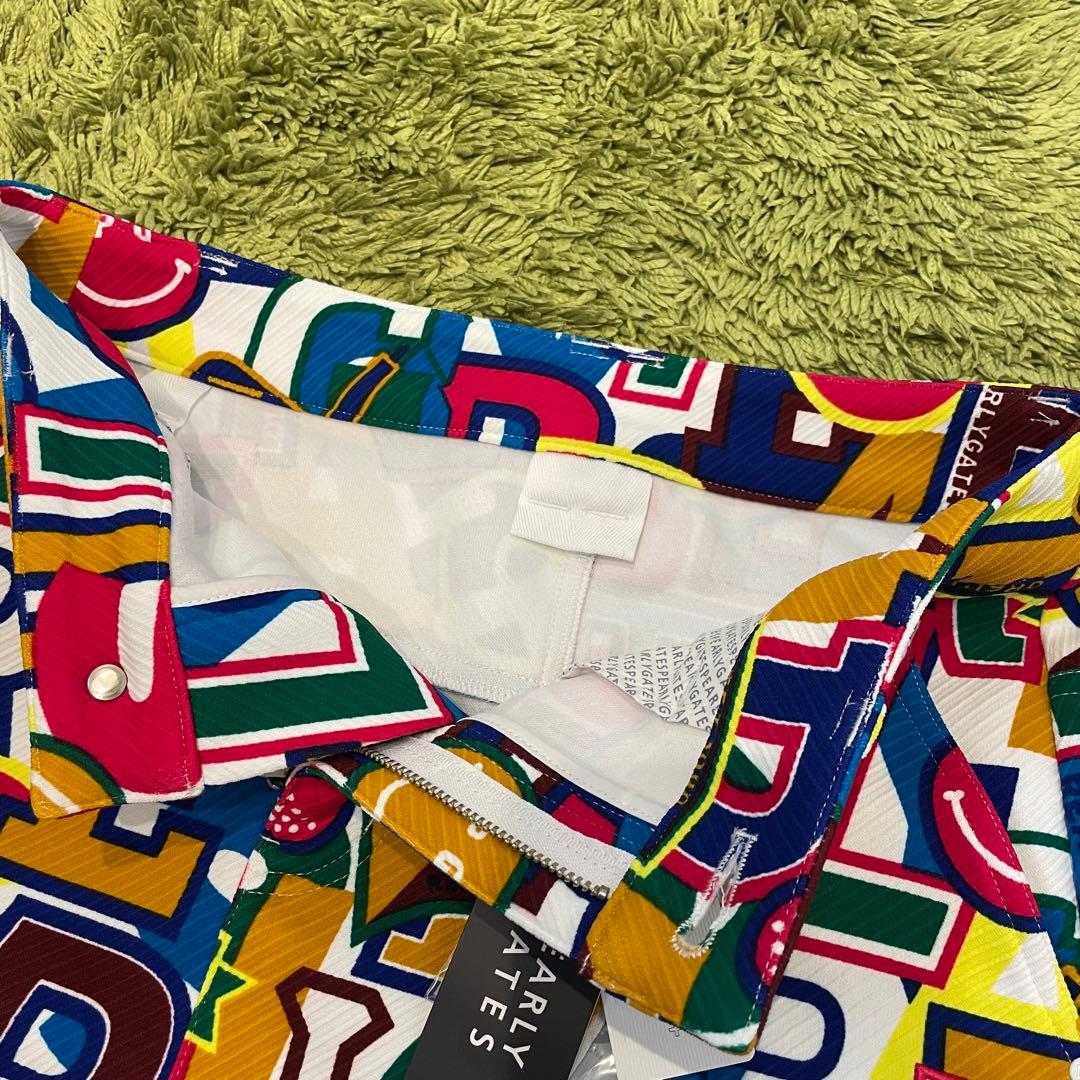 パーリーゲイツ カルゼジャガード裏起毛 スカート ＜カレッジロゴ＞ 総柄 0