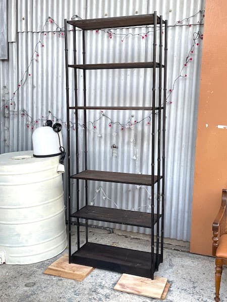 ビンテージ　アイアンシェルフ　ブラック　木製板　ルームディバイダー　陳列棚