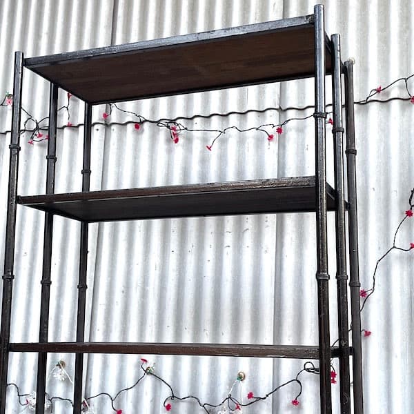 ビンテージ　アイアンシェルフ　ブラック　木製板　ルームディバイダー　陳列棚