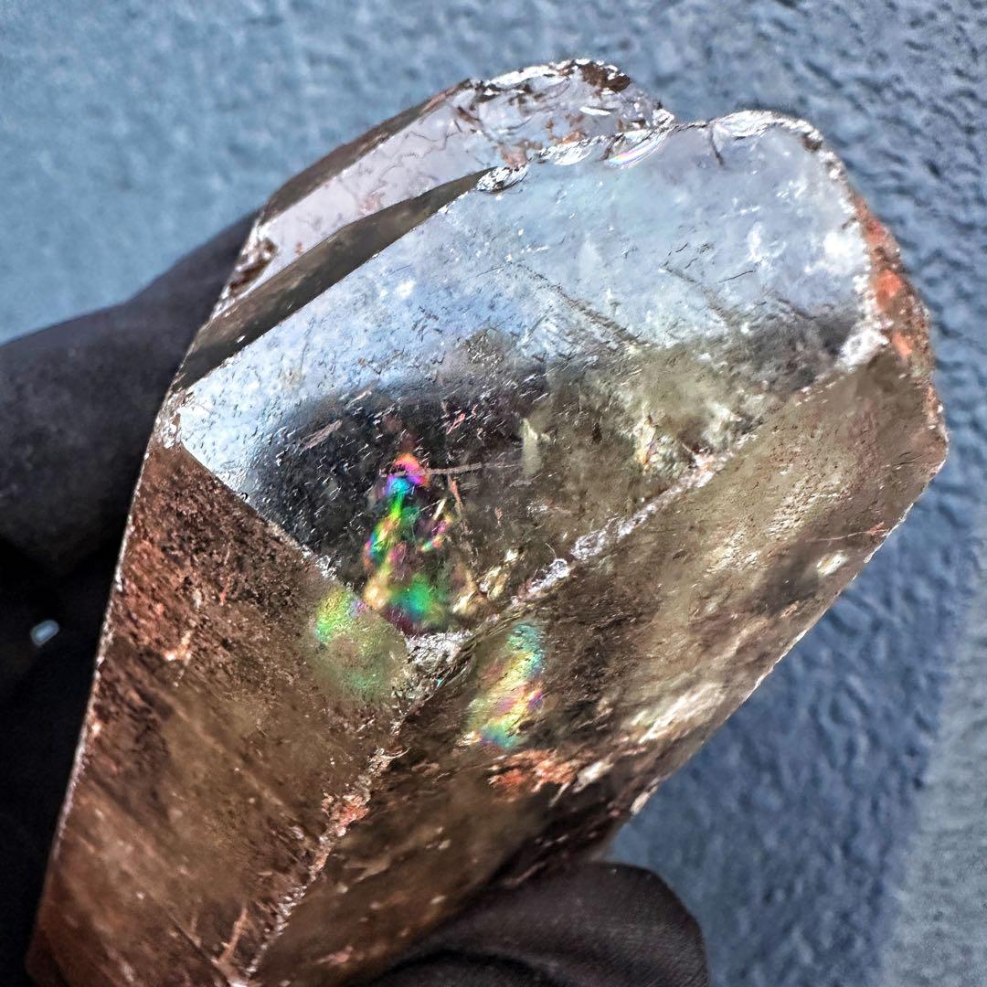 高透明度❗️浄化❗️レインボー☆魔除スモーキーシトリン水晶クラスター天然石A1494