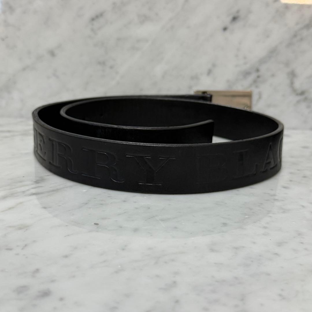 BURBERRY バーバリー ベルト 本革 レザー ブラック 黒 銀 ロゴ