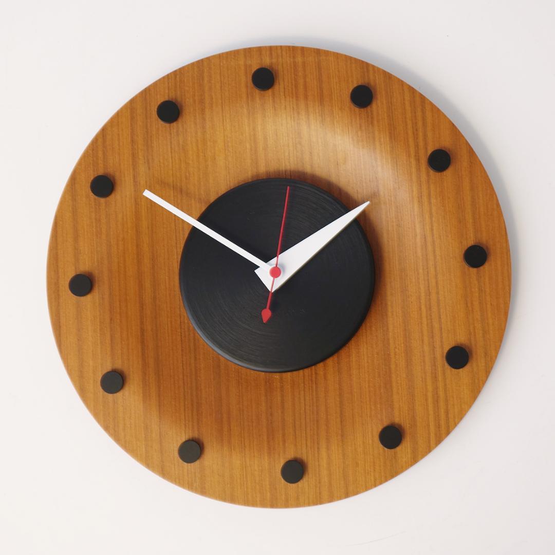1点物 チーク材 プライウッド ミッドセンチュリーモダン かけ時計 改