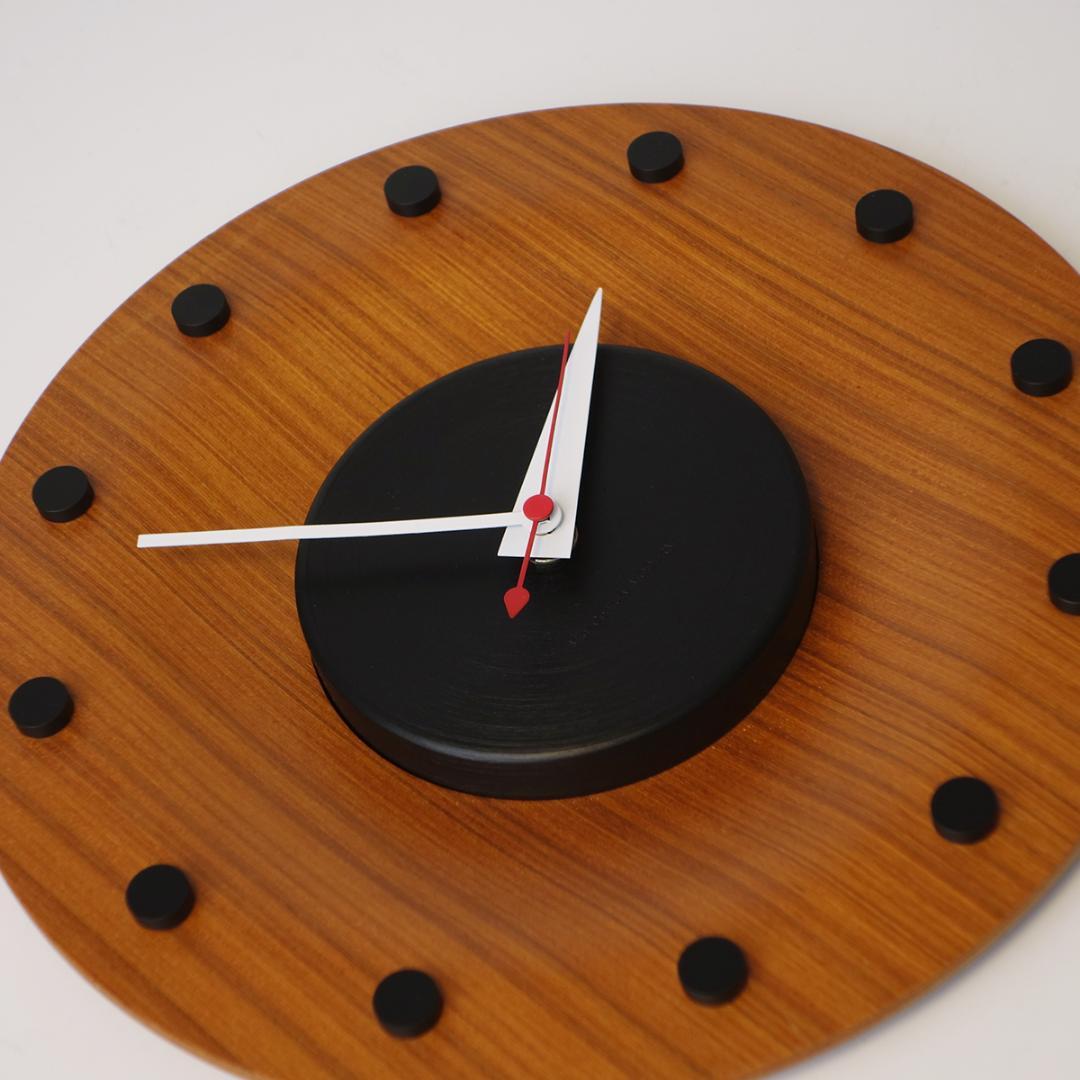 1点物 チーク材 プライウッド ミッドセンチュリーモダン かけ時計 改