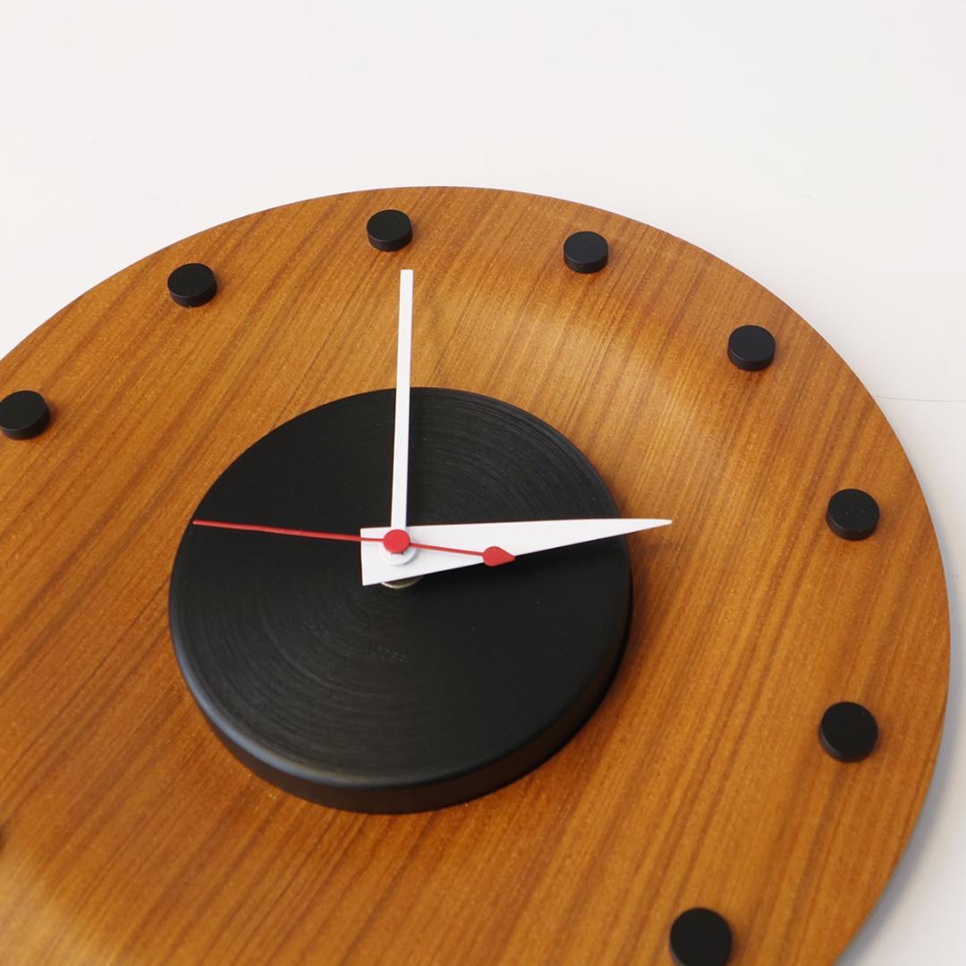 1点物 チーク材 プライウッド ミッドセンチュリーモダン かけ時計 改