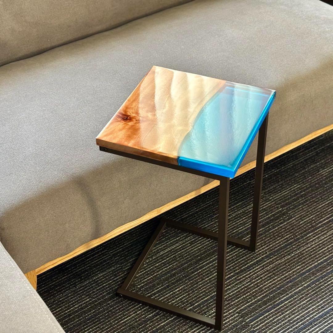 サイドテーブル レジン アイアン 木製 コの字 おしゃれ ミニ 一枚板 北欧